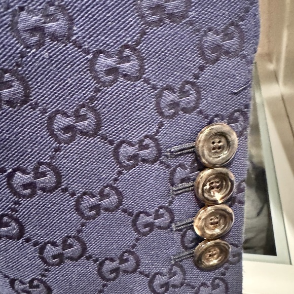 100% Authentic - GUCCI Monogram Jacket - Formal Suit Coat Size 46R - Navy Blue - Picture 12 of 15
